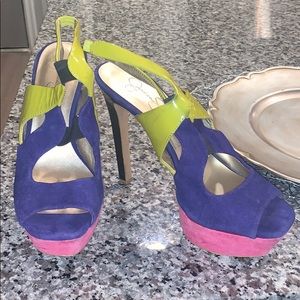 Pink, blue and yellow heels!!
